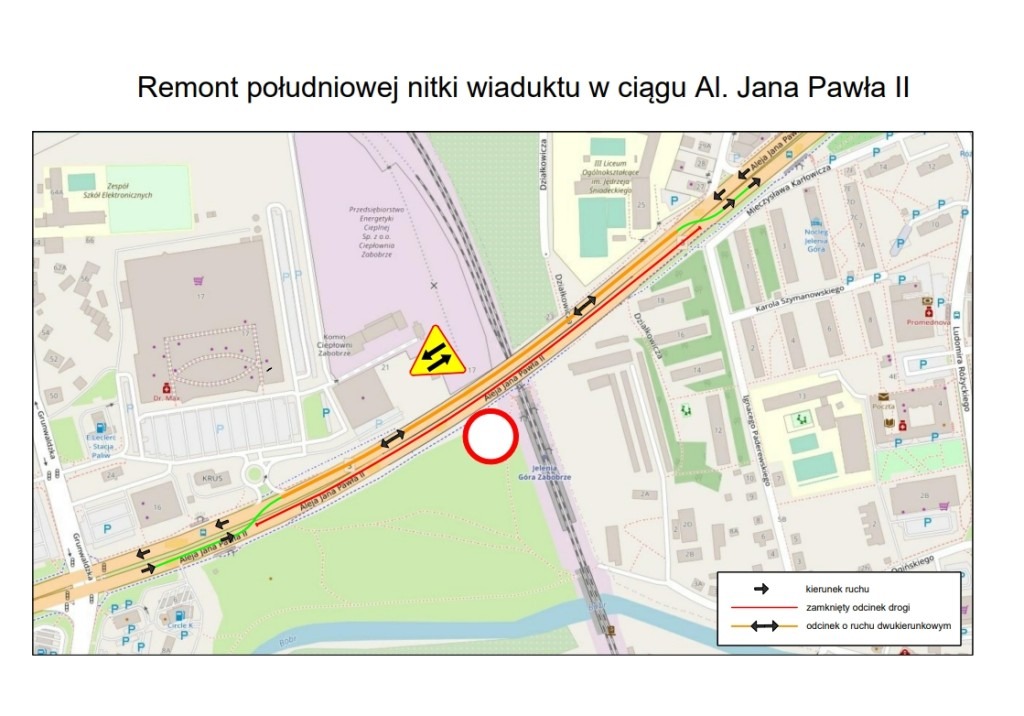 remont południowej nitki wiaduktu w ciągu al. jana pawła II