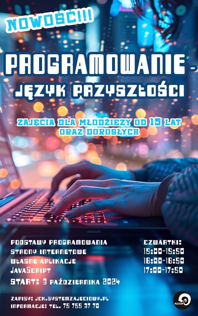 plakat zajęć w JCK Muflon "Programowanie - język przyszłości"