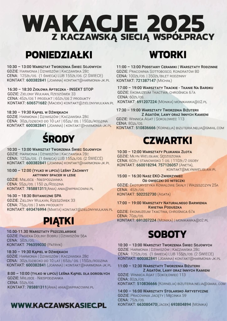 wakacje 2025 z kaczawską siecią współpracy