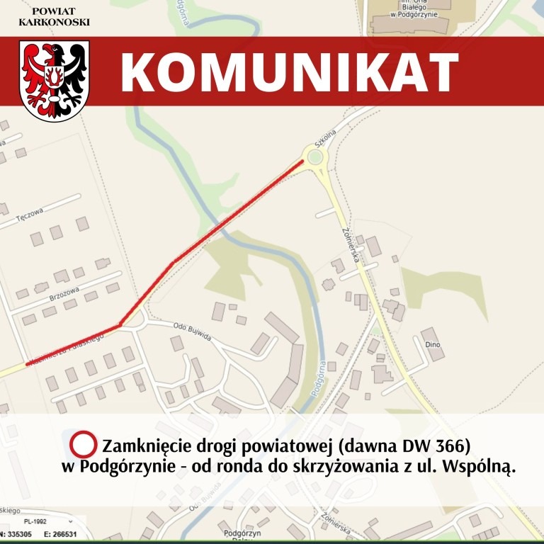 zamknięcie drogi powiatowej w Podgórzynie