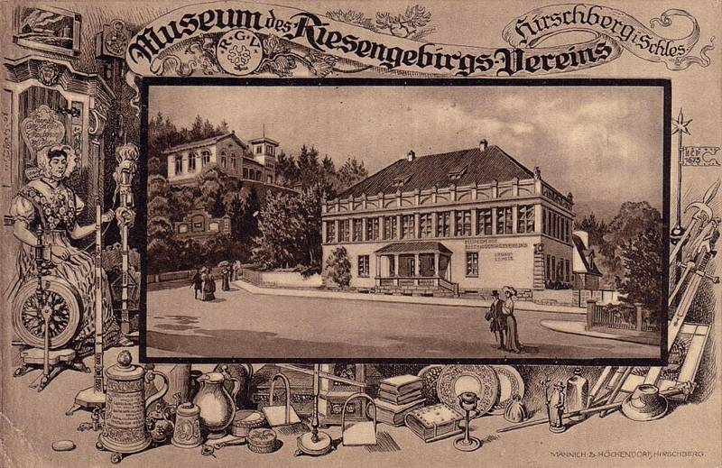 Muzeum Karkonoskie Jeleniej Górze na starej pocztówce