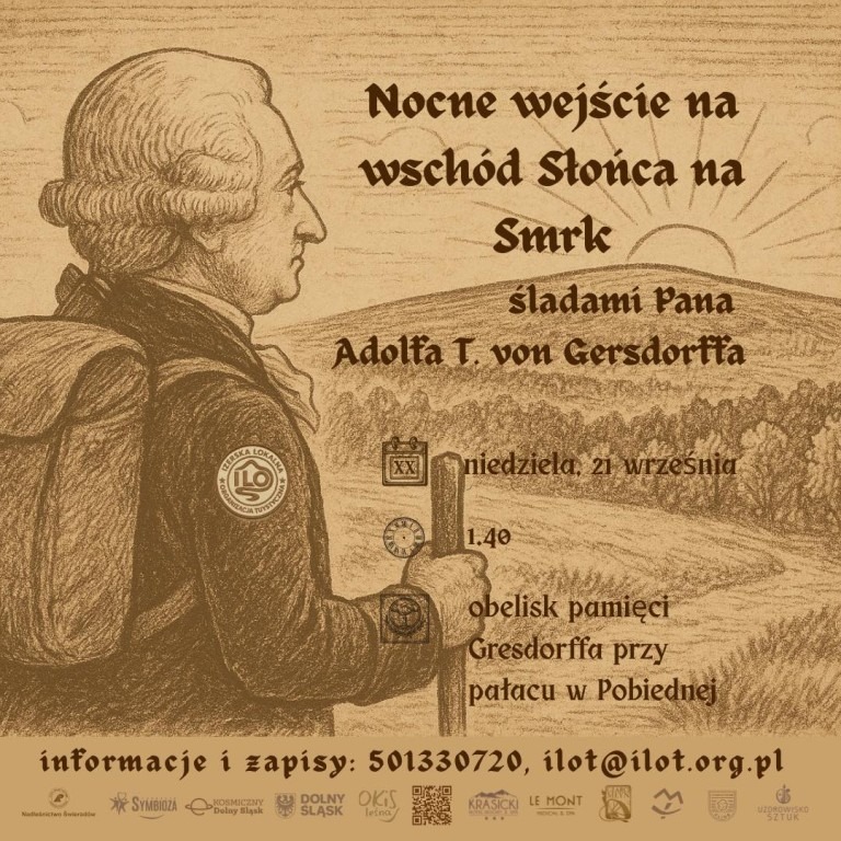 Zaproszenie na wędrówkę Śladami Adolfa T. Gersdorfa na izerski Smrk by podziwiać wschód Słońca
