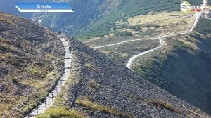 kamera online Śnieżka Droga Jubileuszowa - widok na żywo na Dom Śląski, Równię pod Śnieżką