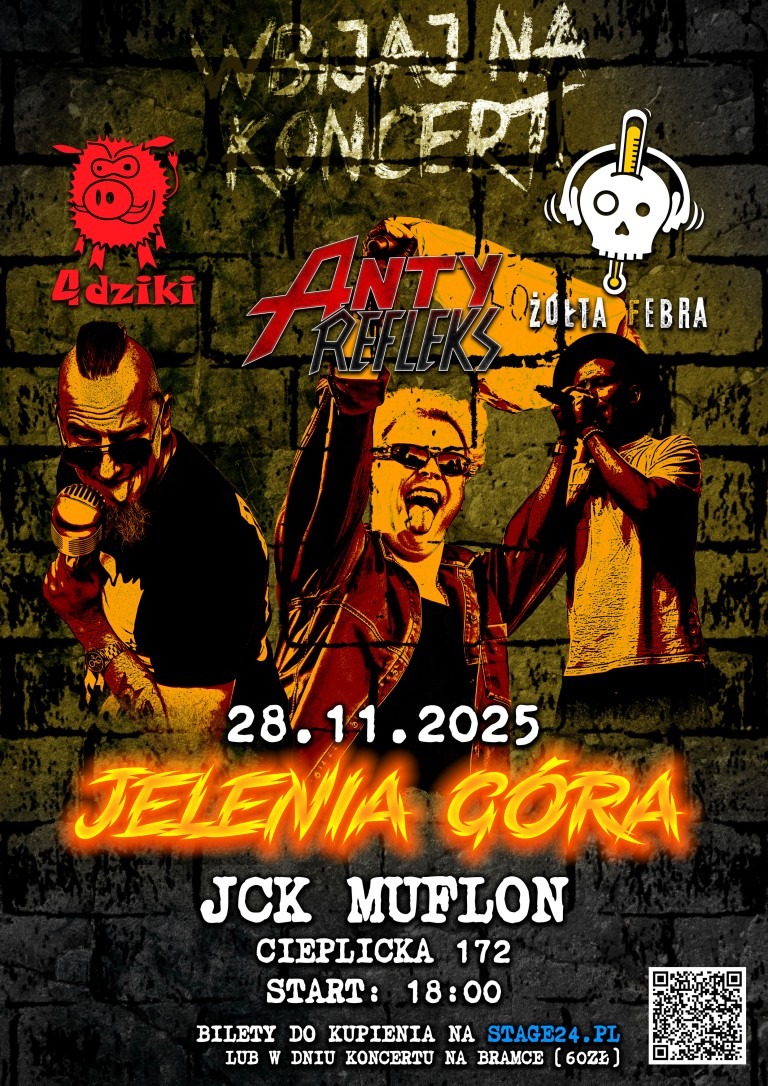 Koncert w MUFLONIE: AntyRefleks + 4 Dziki + Żółta Febra