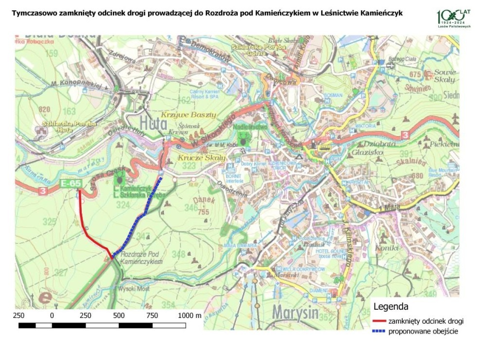 Prace gospodarcze na drodze do Rozdroża pod Kamieńczykiem