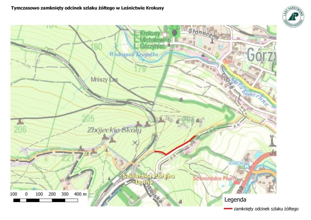 Czasowe zamknięcie odcinka szlaku żółtego (Górzyniec)