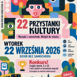 Plakat przedstawiający wydarzenie organizaowane przez JCK Muflon - 22 Przystanki Kultury pojawią się w Jeleniej Górze.
