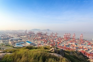 Zdjęcie przedstawia Terminal kontenerowy w Shanghaju w felietonie Chińskie stocznie zdobyły 82,3 proc. globalnego tonażu nowych zamówień w pierwszym półroczu